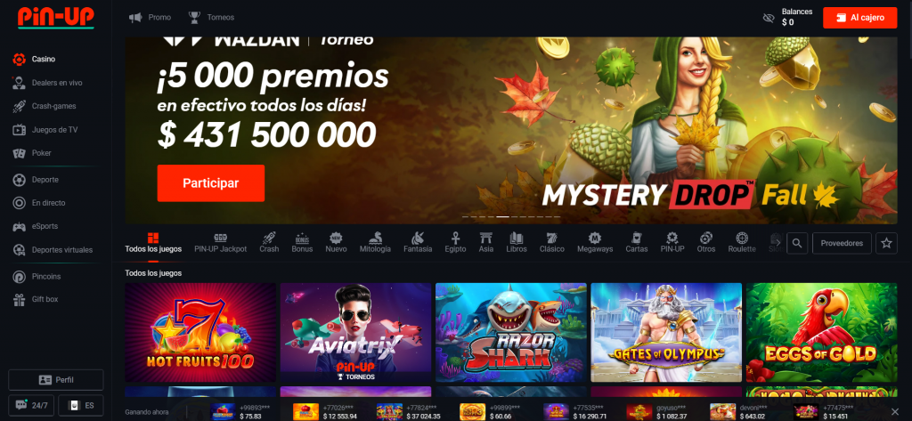 Página oficial del casino Pin-up de Perú